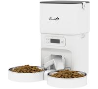 PawHut Distributeur automatique pour chats 4L Distributeur de nourriture pour chats/chiens 1-6 repas/jour 2 gamelles 2 sources d'alimentation