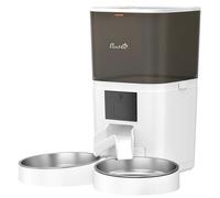 PawHut Distributeur Croquettes Chat Automatique 2 Animaux 6L Double Bol Inox WiFi Tuya App ABS 37x36x35cm Blanc