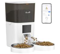 PawHut Distributeur Croquettes Chat Automatique 2 Animaux 6L WiFi Blanc