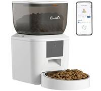 PawHut Distributeur de Croquettes 4L Contrôle par App 1-10 Repas/Jour | 2.4G WiFi, Distributeur de croquettes, Fonction d'enregistrement 10s, Distributeur pour chat et chien