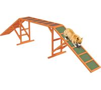 PawHut Dog Agility Steg Équipement d'agilité pour chiens avec barre de sécurité, surface antidérapante Appareil d'agilité pour le jardin, orange