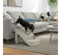 PawHut Échelle pliable pour petits chiens 3 marches Marches pour chiens avec tapis antidérapants 49x38x38 cm Gris