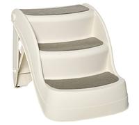 PawHut Échelle pour chien à 3 marches pliable en plastique pour animaux de compagnie avec tapis antidérapants pour lit canapé Charge 15 kg 49 x 38 x 38 cm Crème