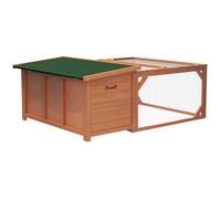 Pawhut écurie pour petits animaux écurie pour lapins nains 1255x100x49cm avec toit en asphalte ouvert en sapin orange et vert rési