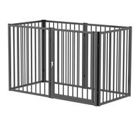 PawHut Enceinte pour Chiots, Barrière pour Chiens, Enclos pour Chiots, 6 Panneaux avec Porte, Clôture d'Intérieur et d'Extérieur, Acier, Noir