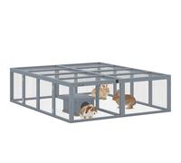 PawHut Enclos à lapin avec 2 portes 180,4 x 150 x 48 cm Gris