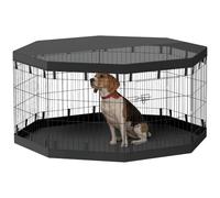 PawHut Enclos Chien Pliable Animaux Moyens 8 Panneaux 30 H | Tapis inférieur imperméable, couverture supérieure anti-UV, clôture pour chiots, intérieur extérieur