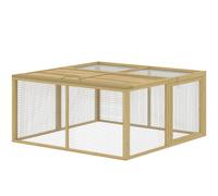 PawHut Enclos Lapin Extérieur Cage Lapin Intérieur Pliable Toit Ouvrant Total Poignée 1,44㎡ 120x120x57cm Naturel
