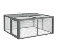 PawHut Clapier à lapins pliable pour 2–3 lapins, poignée, dessus ouvrable 110×105×50 cm gris