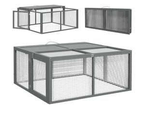 PawHut Enclos Lapin Extérieur Pliable Parc Lapin 110x105x50cm Gris