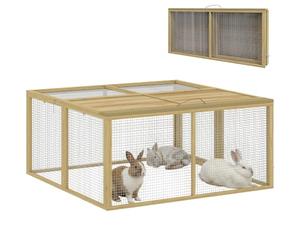 PawHut Enclos Lapin Extérieur Pliable Parc Lapin 120x120x57cm Naturel