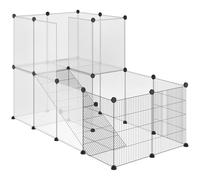 Enclos lapin - PawHut - 2 niveaux - modulable - design ouvert et visible - pour petits animaux - 27pcs - 140 x 70 x 90 cm - noir