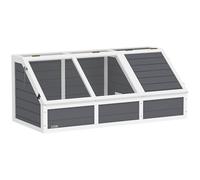 PawHut Enclos Maison terrestre Exterieur en Bois sans Fond avec Couvercle ouvrable, loquets et 2 espaces distincts, Cage pour Terre, Lapins et Petits Animaux, 120x55x50cm, Gris