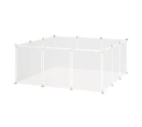PawHut Enclos Parc modulable pour Petits Animaux 12 Panneaux pour Chiot, Cochon 105 x 105 x 45 cm Blanc