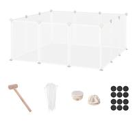 PawHut Enclos Parc modulable pour Petits Animaux 12 Panneaux pour Chiot, Cochon 105 x 105 x 45 cm Blanc