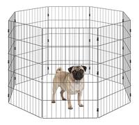 PawHut Enclos Pliable pour Chiens en métal, enclos Extensible pour Animaux avec piquets pour l'intérieur et l'extérieur, 50 x 80 cm, 8 Panneaux, Noir
