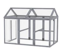 PawHut Enclos poulailler 1,18 m², parc grillagé avec porte verrouillables, cadre en bois massif, 140 x 88,5 x 106 cm, gris