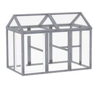PawHut Enclos poulailler 1,18 m², Parc grillagé avec Porte verrouillables, Cadre en Bois Massif, volière pour 1-3 Poules, 140 x 88,5 x 106 cm, Gris