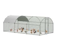 PawHut Grand enclos poulailler chenil volière extérieure 15,96 ㎡, Parc grillagé 2,8 x 5,7 x 1,97 m, Toit Anti-UV, Acier galvanisé, Porte verouillable, argenté