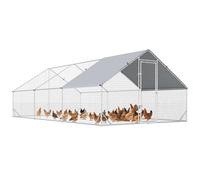 PawHut Enclos poulailler chenil volière extérieur 18 m² - Parc grillagé dim. 3L x 6l x 2H m - Espace Couvert - Acier galvanisé