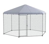 PawHut Enclos Poulailler Hexagonal Extérieur 400 x 346 x 263 cm Argenté
