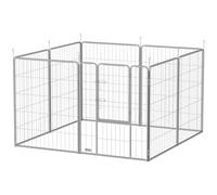 PawHut Enclos pour animaux de compagnie, barrière pour chiens, aire de jeux pour animaux de compagnie, adaptable et flexible en acier inoxydable