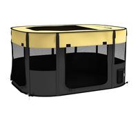 PawHut Enclos pour chien et chat avec sac de rangement pour chiots, lapins, chatons, cochons d'Inde, 114 x 89 x 59 cm, jaune