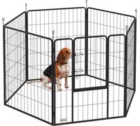 PawHut Enclos pour chiots 100 cm de haut, 6 pcs. Parc pour chiens DIY Parc pour chiots avec porte, enclos pour chiens de petite, moyenne et grande taille, acier