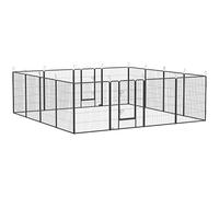 PawHut Enclos pour chiots - 16 pièces - 100 cm de haut - Pliable - Avec porte verrouillable - 16 plaques grillagées en acier - Enclos pour grands chiens - Pour l'intérieur et l'extérieur - Gris