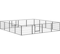 PawHut Enclos pour chiots Enclos libre 16 segments 60 cm de haut Parc pour animaux Clôture pour chiots Parc pour chiens Enclos extérieur Grille pour chiots personnalisable avec 2 portes Acier Gris