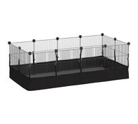 PawHut Enclos pour petits animaux, cage à lapin modulable, 12 panneaux avec tapis étanche, parc clôture pour animaux, intérieur