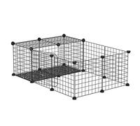 PawHut Enclos pour Petits Animaux Modulable, Enclos Lapin Noir
