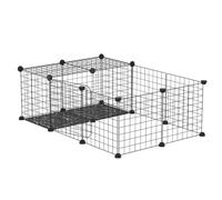 PawHut Enclos pour Petits Animaux Modulable, Enclos Lapin Noir | Parc pour Lapins, Cochons d'Inde Rongeurs, Clôture pour Animaux Domestiques