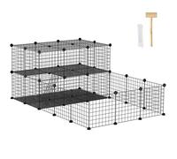 PawHut Enclos pour petits animaux parc pour chiot clôture pour animaux domestiques modulable DIY 47 panneaux noir
