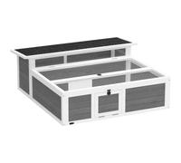 PawHut Enclos Tortue Bois, Ouverture Dessus, Gris foncé | Fenêtre d'observation, Multiples portes, Grille galvanisée, Enclos animaux, Intérieur/extérieur