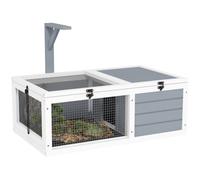 PawHut Enclos Tortue Intérieur Support Lampe 81 x 48 x 31,5 cm Gris Clair | Maison Tortue Terrestre, Terrarium En Bois, 2 Plateaux Coulissants, Cage pour Tortue de Terre, Lapins et Petits Animaux