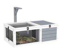 PawHut Enclos Tortue, Maison Tortue terrestre intérieur en Bois avec Support de Lampe, 2 Plateaux coulissants, Cage pour Tortue de Terre, Lapins et Petits Animaux - dim. 81 x 48 x 31,5 cm, Gris Clair