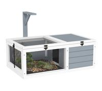 PawHut Enclos tortue, maison tortue terrestre intérieur en bois avec support de lampe, 2 plateaux coulissants, cage pour tortue de terre, lapins et petits animaux - dim. 81 x 48 x 31,5 cm, gris clair