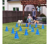 PawHut Ensemble Agility pour chiens 6 pièces Équipement d'agility pour dressage Kit de haies emboîtables avec 12 cônes 6 haies Sac de transport