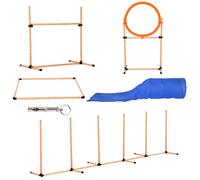 PawHut Ensemble d'agilité pour chiens avec tunnel et sac inclus, facile à transporter, plastique polyester orange+blanc+bleu