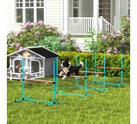 PawHut Ensemble d'agility pour chiens 4 pièces réglable en hauteur Équipement d'agility avec 4 obstacles Sac de transport 99 x 65 x 94 cm Bleu clair