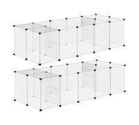 PawHut Ensemble de 2 enclos Parc pour Petits Animaux 175x70x45 cm Blanc