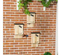 PawHut Ensemble de 3 maisons de chauve-souris, résistant aux intempéries, jusqu'à 3 chauves-souris par maison, bois de pin traité, naturel + noir