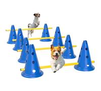PawHut Ensemble d'équipement d'agilité pour chien, kit d'entraînement portable pour huit cônes, huit bâtons avec sac de transport, 4 obstacles à saut en hauteur réglable, bleu