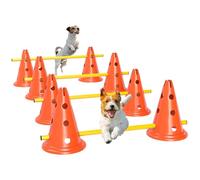 PawHut Ensemble d'équipement d'agilité pour chien, kit d'entraînement portable pour huit cônes, huit bâtons avec sac de transport, 4 obstacles à saut en hauteur réglable, orange