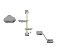 PawHut Ensemble d'escalade mural pour chats 3 pièces avec hamac rampe avec griffoir plateforme en forme de nuage gris