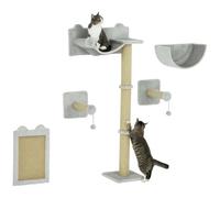 PawHut Ensemble Mur d'escalade Chat griffoir jusqu'à 5kg Gris Clair