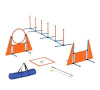 PawHut Équipement d'agilité pour chien, 7 pièces, kit d'entraînement d'agilité pour animaux de compagnie, bâtons de tissage, anneau de saut, haie, boîte de pause, sac, kit de formation d'obstacles