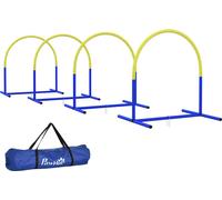 PawHut équipement d'entraînement à l'agilité pour chiens, set d'agilité pour chiens, set de haies à enficher en 4 parties pour chiens âgés, set d'entraînement pour chiens avec sac de transport, bleu+j