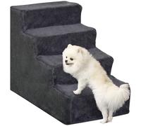 PawHut Escabeau pour chiens à 4 marches avec housse amovible et lavable pour lit canapé 60 x 35 x 44 cm Gris foncé